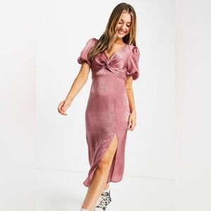 NWT Miss Selfridge Satin Twist Front Midi